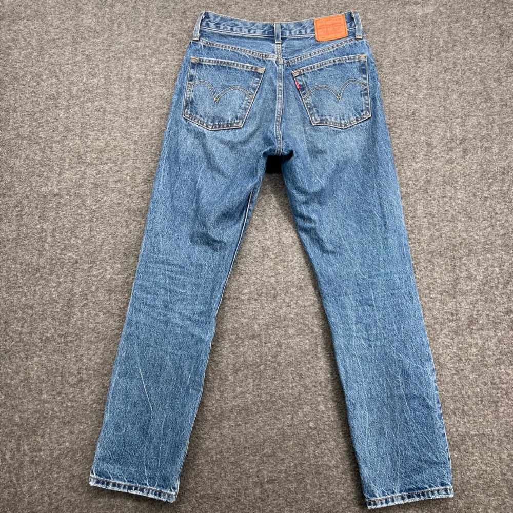 Levis 501 Original Fit Jeans Womens Medium Wash Blue Straight Leg Cotton Denim - Picture 5 of 15